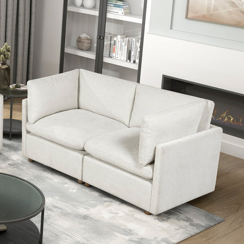 2-Seat Engineered Wood Loveseat Beige 71"