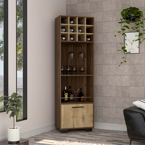 Corner Bar Cabinet with Wine Rack Mahogany Macadamia