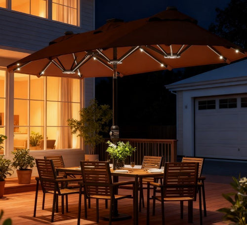 Patio Umbrella Double Sided Solar LED 118" Tilt