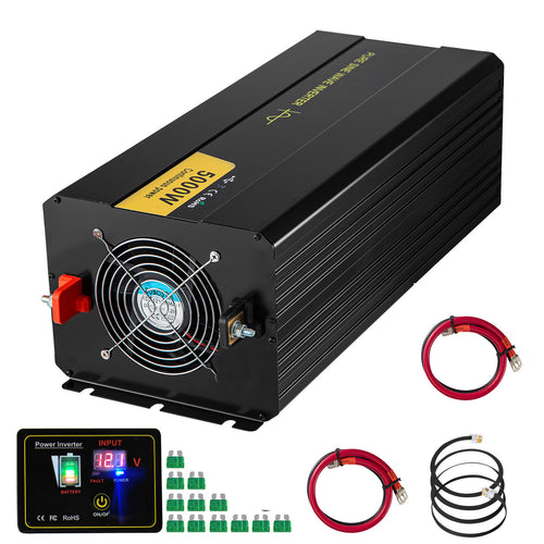 Pure Sine Wave 5000W Power Inverter DC 12V to AC 120V Car RV