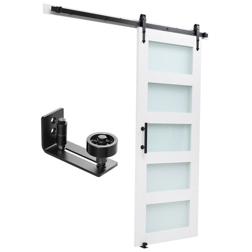 36x84 Sliding Barn Door MDF Glass Panel Hardware Kit