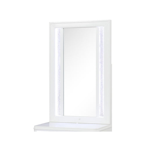 Modern White LED Mirror Top with Wood Frame