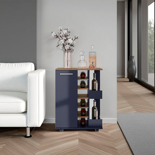 Bar Cart with Wine Rack and Cabinet Door