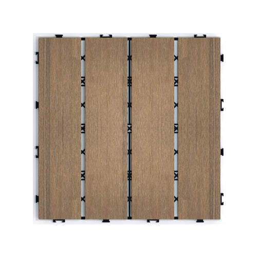WPC Interlocking Patio Deck Tiles 22-Pack Oak Water Resistant