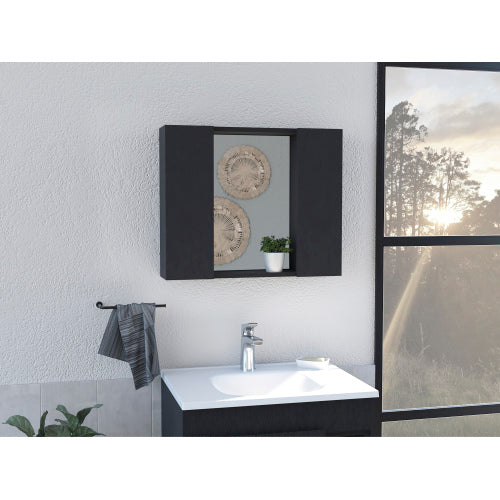 Medicine Cabinet - Double Door - Mirror - Black - 20.1"W x 22.8"H