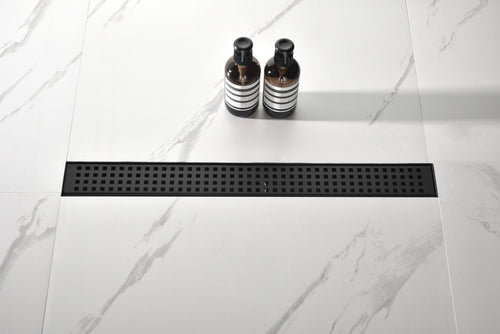 28" Linear Shower Drain Stainless Steel Quadrato Grate