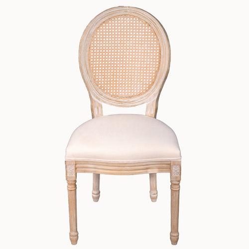 French Country Dining Chairs Set of 2, Beige Linen Wood