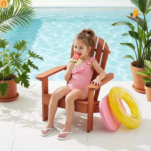 Outdoor Kids Adirondack Chair Hemlock Wood Red 80 lb Cap