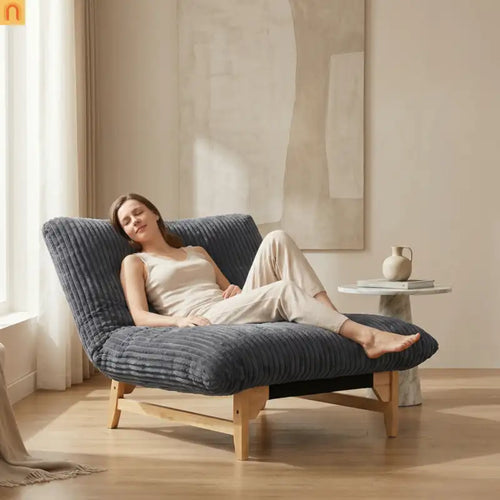 Chair Bean Bag Corduroy Dark Gray Backrest 39in Cotton Fill