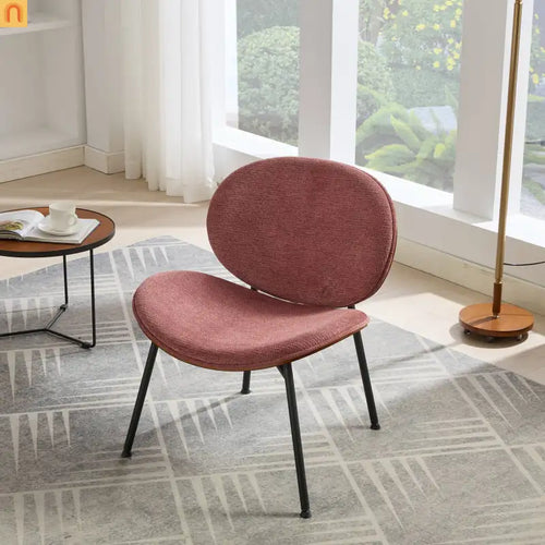 Accent Chair Mid-Century Shell Tripod Red Fabric Wide Curved Seat