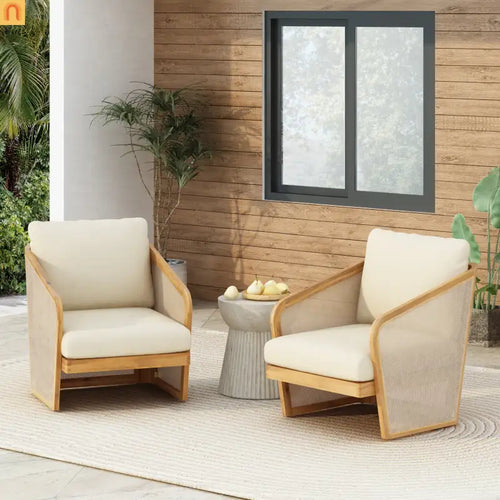 Outdoor Club Chair Set Acacia Wood 2 Piece