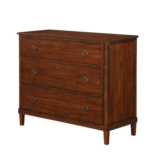 Chamberlin Brown 3-Drawer Dresser Antique Bronze Hardware