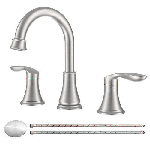 8 Inch 2-Handle Widespread Bathroom Sink Faucet Brushed Nickel