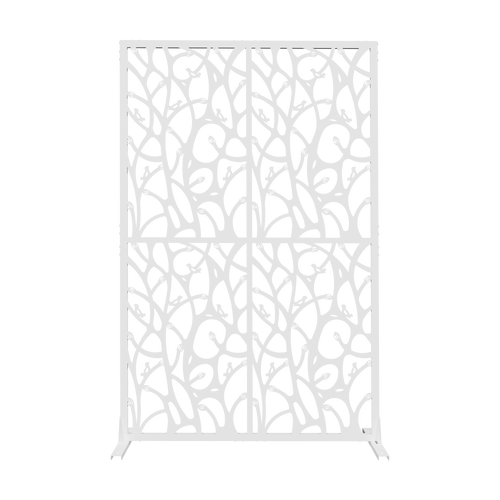 White Metal Privacy Screen 3.8ft W x 6ft H Outdoor Indoor