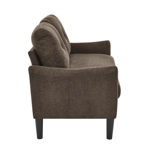 Dark Brown Tufted Loveseat with Polyester Upholstery 56x30x34