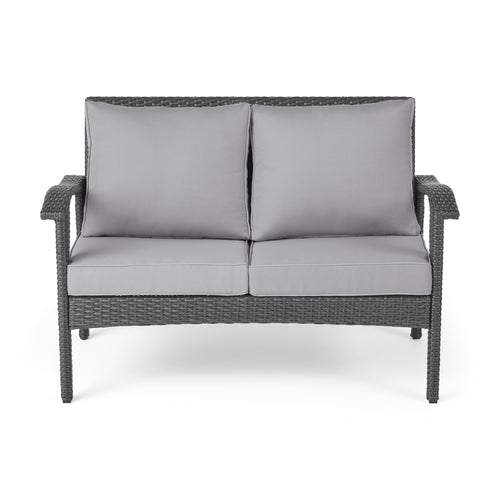Wicker Outdoor Sofa Grey/Silver