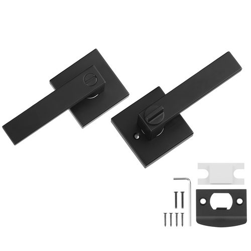 Matte Black Privacy Door Lever Handle 5-Pack Reversible