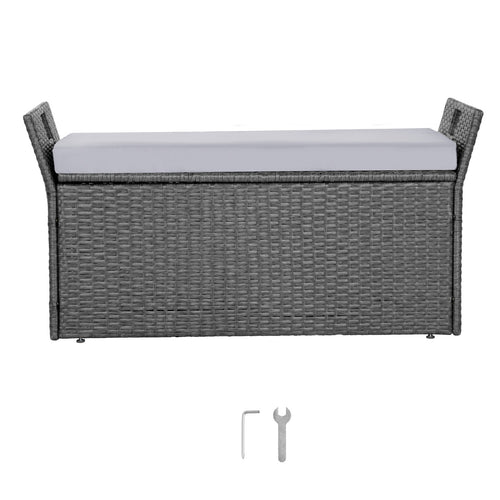 Metal Outdoor Bench with Storage Gray