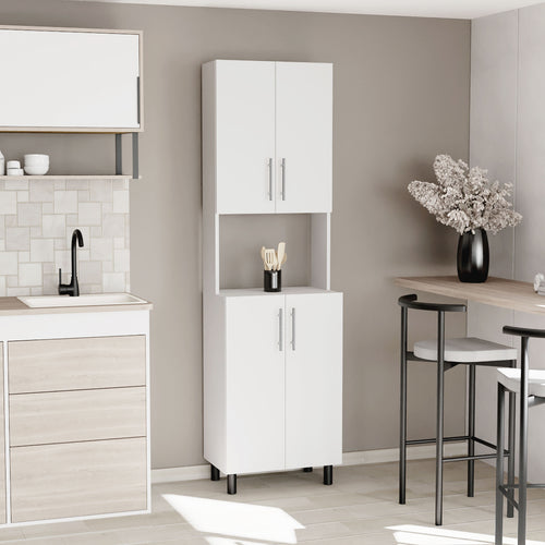 Linden 76,8" Tall Two Double Door Cabinet Kitchen Pantry with Hutch