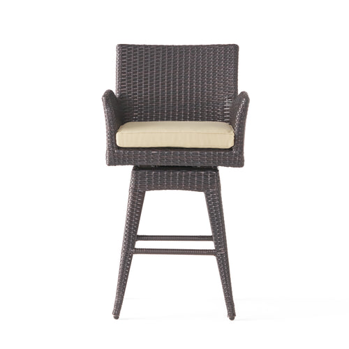 Wicker Outdoor Chair Swivel Brown Multi