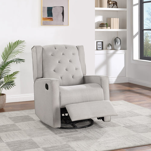 Light Gray Polyfiber Swivel Recliner Chair Manual Glider