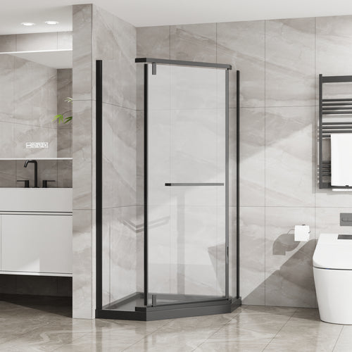 Neo-Angle Frameless Shower Door 36x36x72 Pivot Matte Black