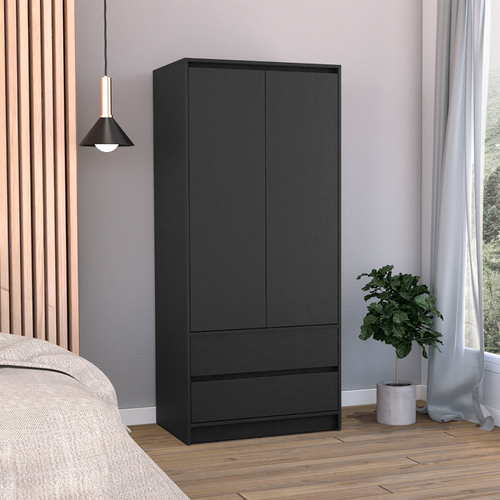 2-Drawer Engineered Wood Dresser Black