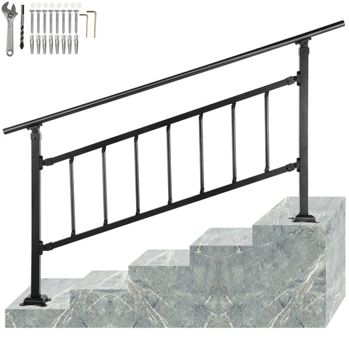 Outdoor Stair Railing for 1-5 Steps Wrought Iron Handrail