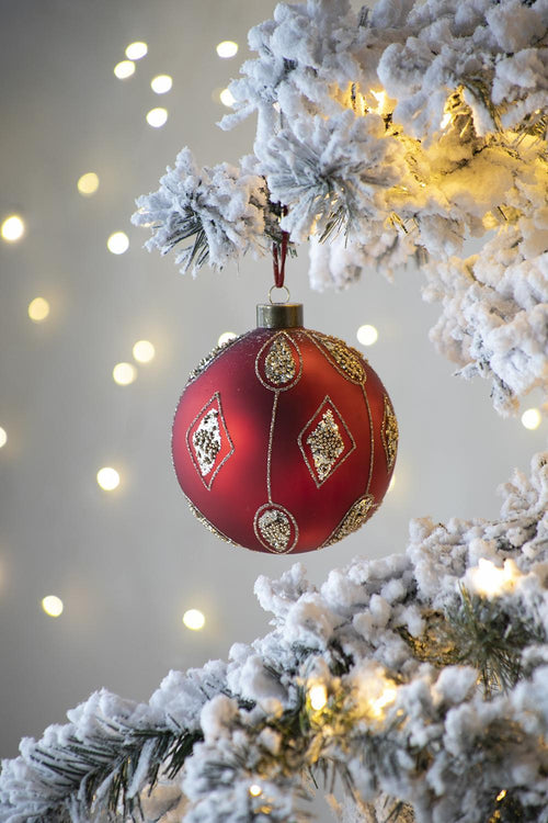 4.7" Glass Christmas Ball Ornaments, Set of 4