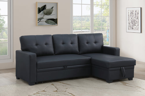 Convertible Upholstered Sectional Sofa with Pull-out Chaise