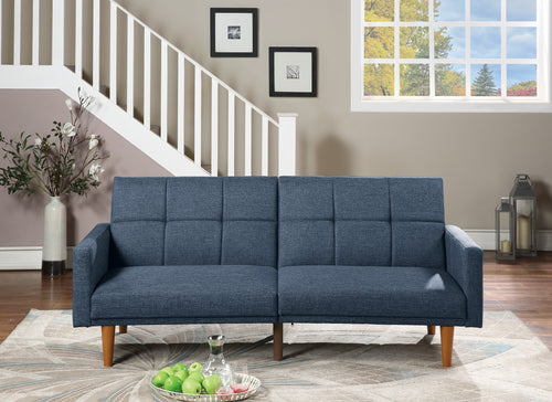 Navy Transitional Convertible Sofa Bed Tufted Polyfiber