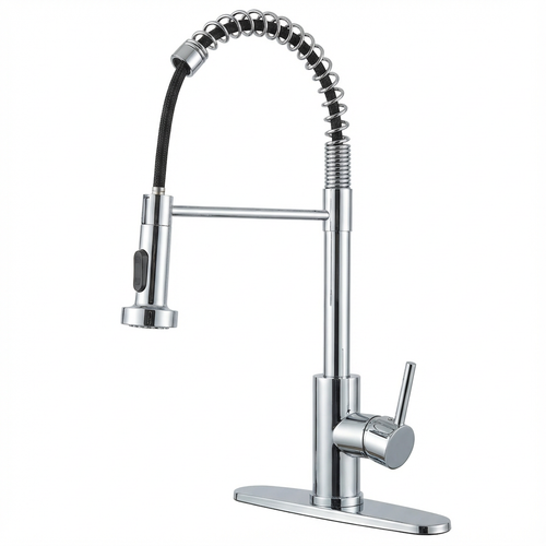 Industrial Pull Down Kitchen Faucet Stainless Steel Chrome