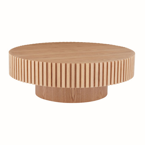 Modern Drum Circle Coffee Table 39.37" MDF Ash Wood