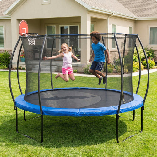 Outdoor Trampoline 14' - Basketball Hoop, Enclosure Net, Ladder