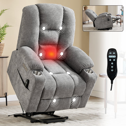 Power Lift Recliner Chair with Massage and Heat, USB Port