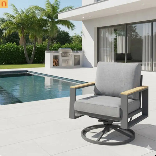 Outdoor Dining Chair Aluminum Swivel Rocker 5" Foam