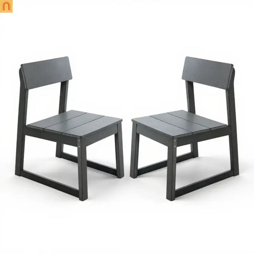 Outdoor Dining Chair HDPE Gray Weather Resistant Set of 2