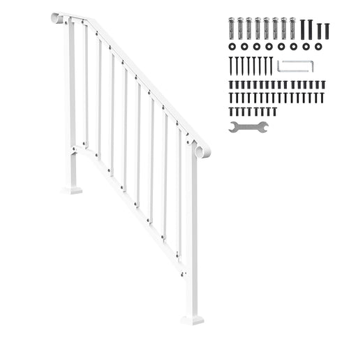 3-4 Step Handrail for Outdoor Porch Deck Stairs White