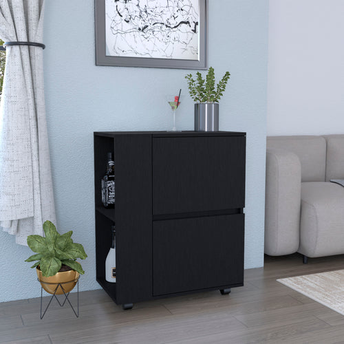Glasgow Bar Cart Two Door Cabinets Two Open Shelves