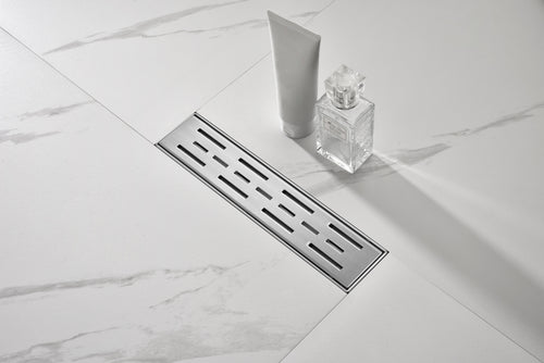 12" Linear Shower Drain Stainless Steel Brick Pattern Grate