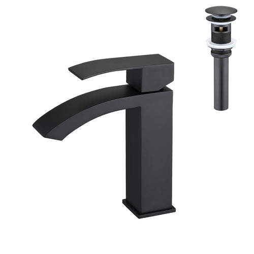 Waterfall Single Handle Bathroom Sink Faucet Pop-Up Drain