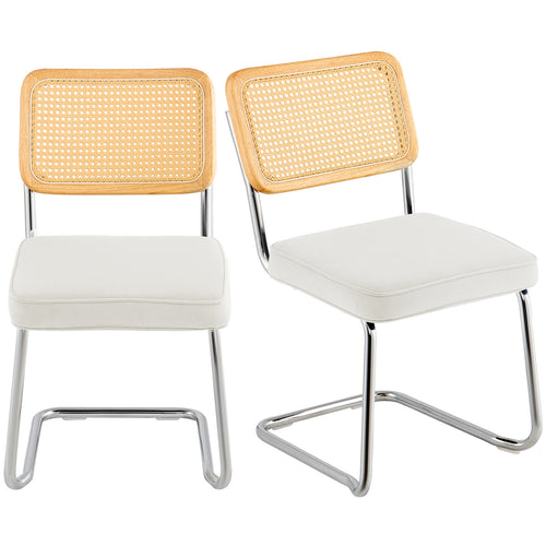 Mid Century Modern Rattan Dining Chair Set of 2, 18.1