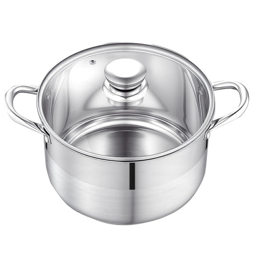 8-Quart Stainless Steel Stock Pot with Glass Lid