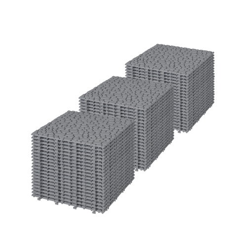 Pebble Stone Pattern 12x12 in. Gray Interlocking Deck Tiles Waterproof Plastic