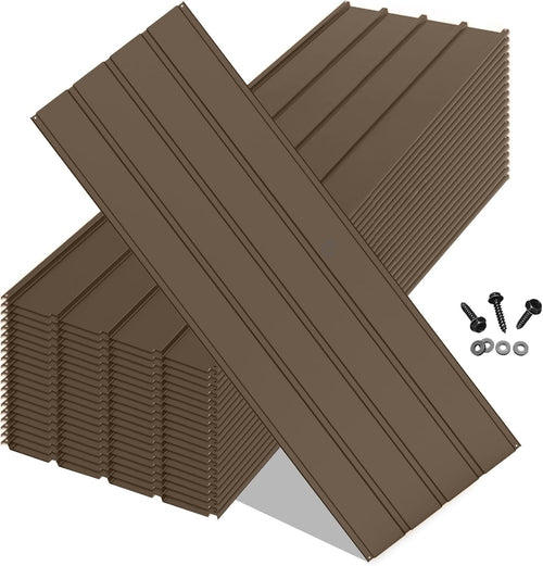 20 Pcs Corrugated Galvanized Metal Roofing Panels Brown