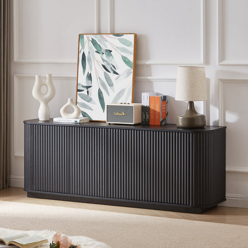 Black Wooden Sideboard Cabinet 64"W x 15"D x 24"H
