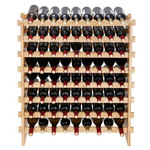 72 Bottle Bamboo Wine Rack 8-Tier Stackable Modular Display