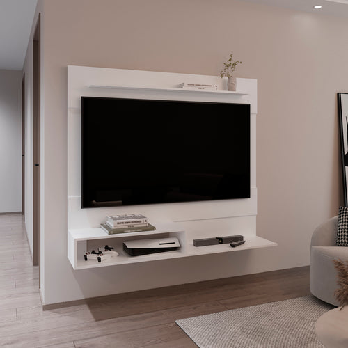 Engineered Wood TV Stand White 55"