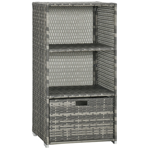 Waterproof Rattan Pool Towel Rack 2 Shelf Basket Storage