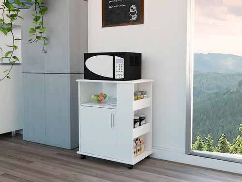 White Microwave Cabinet Single Door Three Shelf